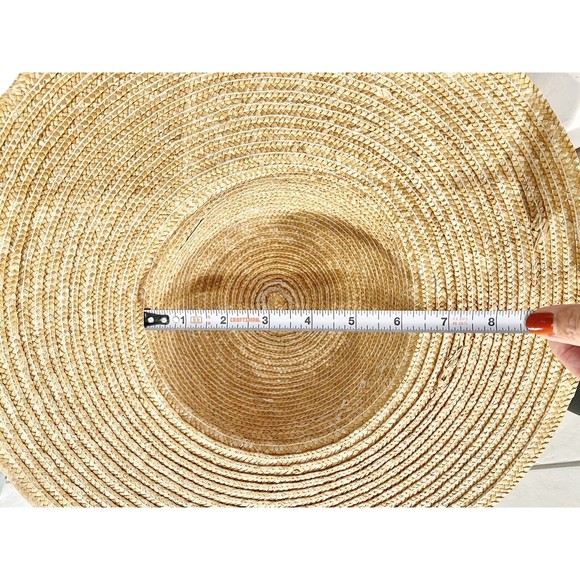 Wheat Natural Panama hat wide brim Straw large summer sun Rainbow Ribbon Accent - Picture 7 of 7